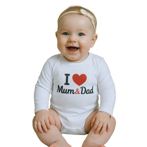 Body nyomott mintával New Baby I Love Mum and Dad