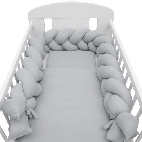 Védő fonott rácsvédő kiságyba muszlin New Baby világos szürke