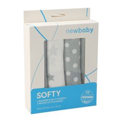   Pamut tetra pelenka New Baby Softy nyomtatott mintával  70 x 70 cm 4 db fehér-szürke