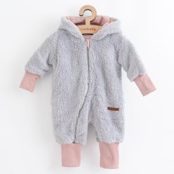   Luxus baba téli kezeslábas New Baby Teddy bear szürke rózsaszín