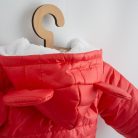 Téli kezeslábas kapucnival és fülekkel New Baby Pumi red raspberry