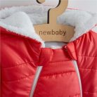 Téli kezeslábas kapucnival és fülekkel New Baby Pumi red raspberry