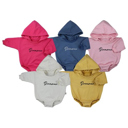 Hosszú ujjú baba body kapucnival baggy Koala Dreamer mustár