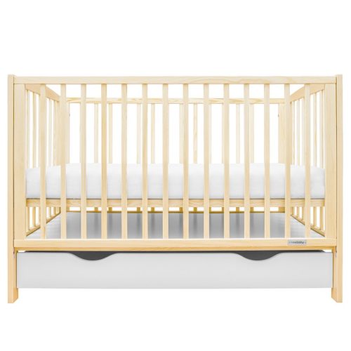 Gyerek kiságy New Baby LILLY leengedhető oldalráccsal és fiókkal természetes