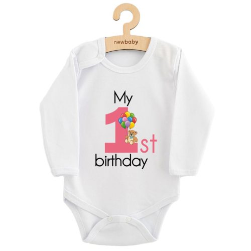 Baba body nyomtatással New Baby My first birthday pink
