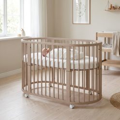   Gyermek növekedő 3-az-1-ben ovális kiságy + matrac New Baby kasmír színű